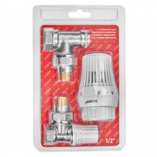 Комплект KOER SET-23 - 1/2"x1/2" для подключения радиатора (угловой) с термоголовкой ВН , кликовый крепеж