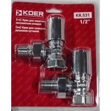 Кран Koer KR.531 - 1/2" для полотенцесушителя угловой