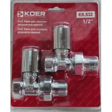 Кран Koer KR.532 - 1/2" для полотенцесушителя прямой