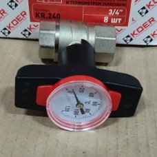 Кран шаровый KOER KR.240 - 3/4" ГГ с пластиковой ручкой и термометром
